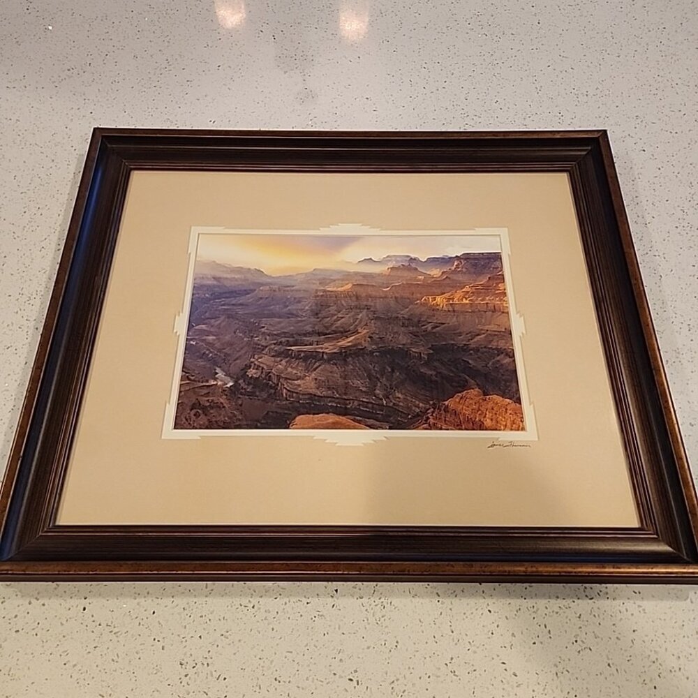 Artist James Thompson Framed Photograph Grand Canyon Clouds Skyline 19x23"